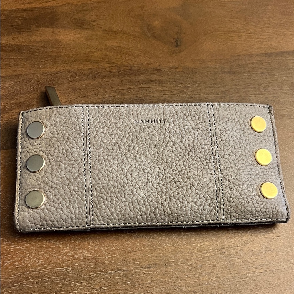 Hammitt Pebbled Leather Wallet with Metallic Accents